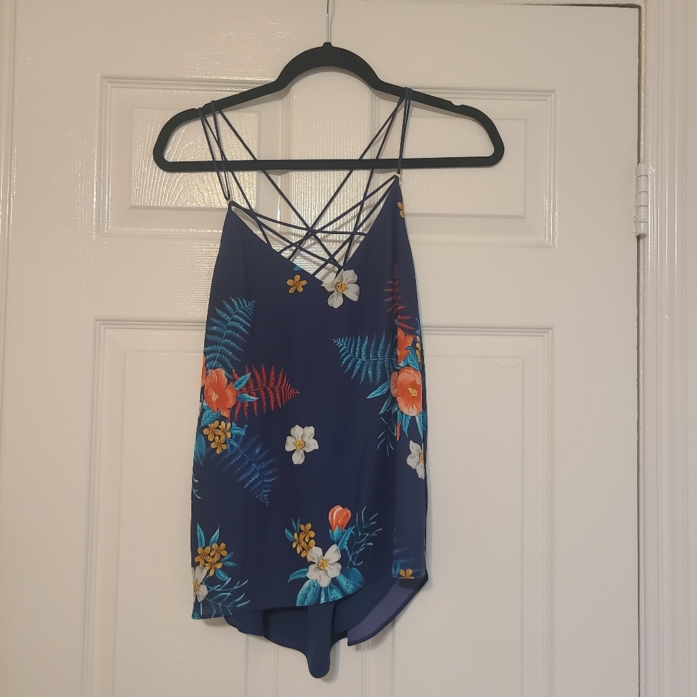 Floral Strappy Navy Cami Top
